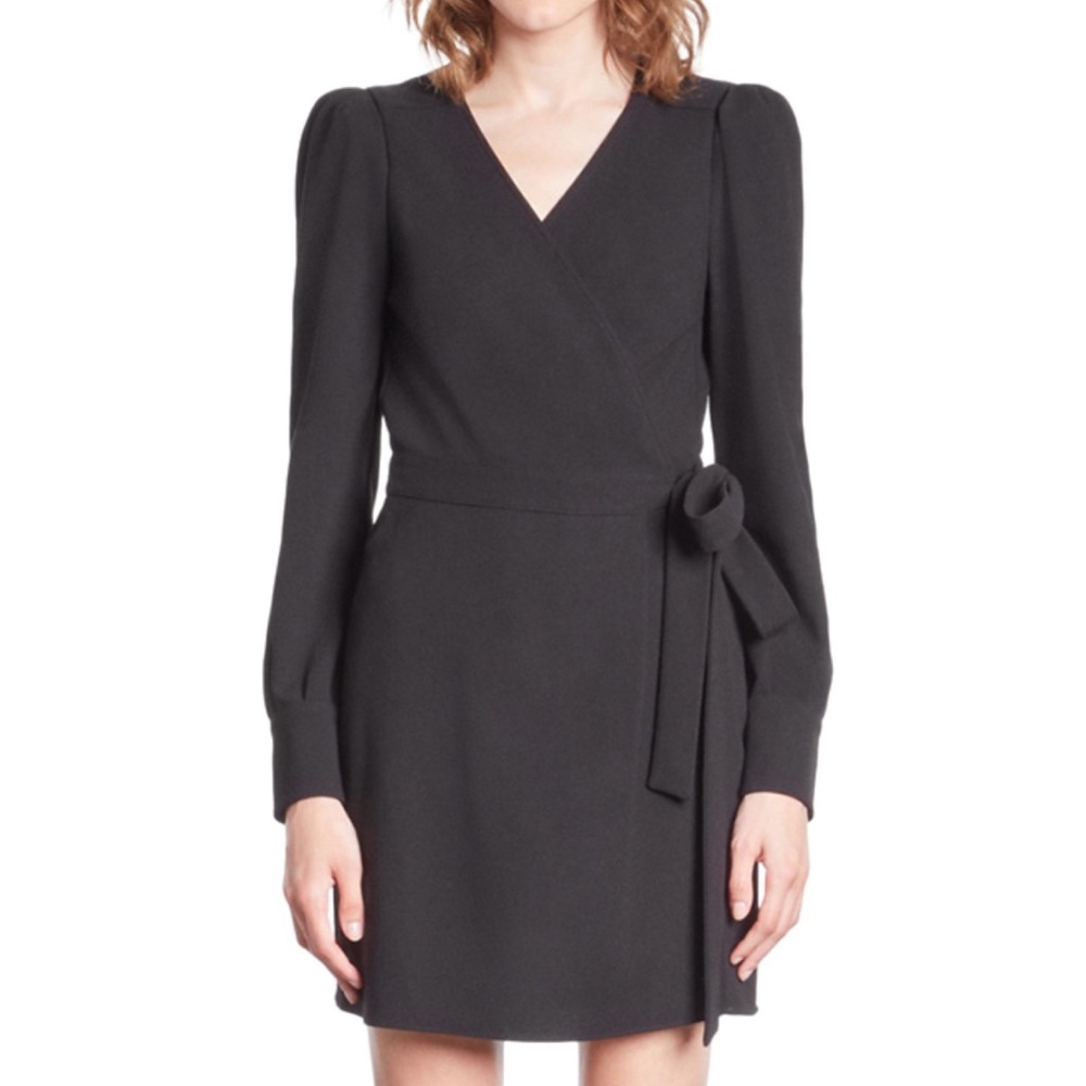 Kooples Black Long Sleeve Wrap Dress